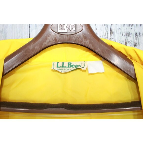 Vtg LL Bean Aspen Anorak Foldable Hiking Backpacking Yellow Rain Coat Jacket M - Picture 11 of 13